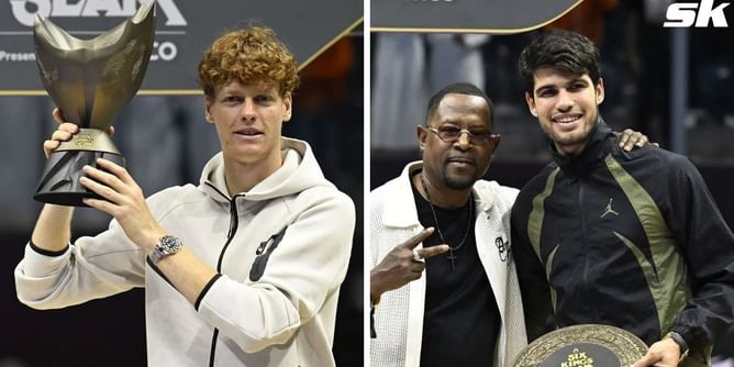 7 Best moments from Six Kings Slam final ft. Carlos Alcaraz and Jannik Sinner's comedic mix-up during player introductions; Spaniard directing duo's trophy photoshoot