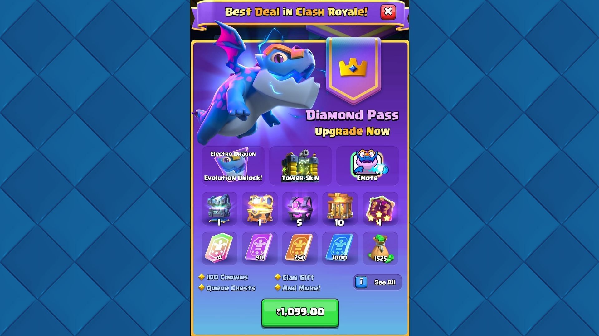 The pass costs 1099 INR in India (Image via Supercell)