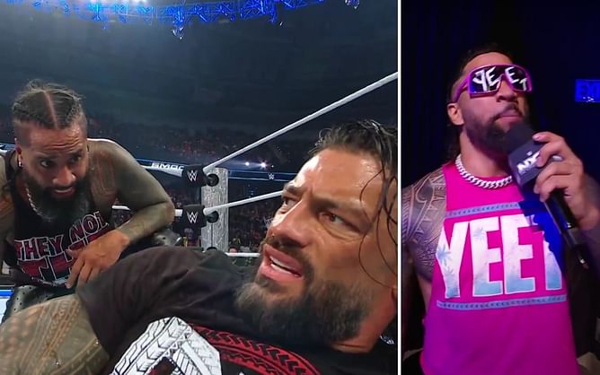 [VIDEO] Jey Uso's crazy reaction to seeing Jimmy Uso & Roman Reigns getting beaten up by The Bloodline