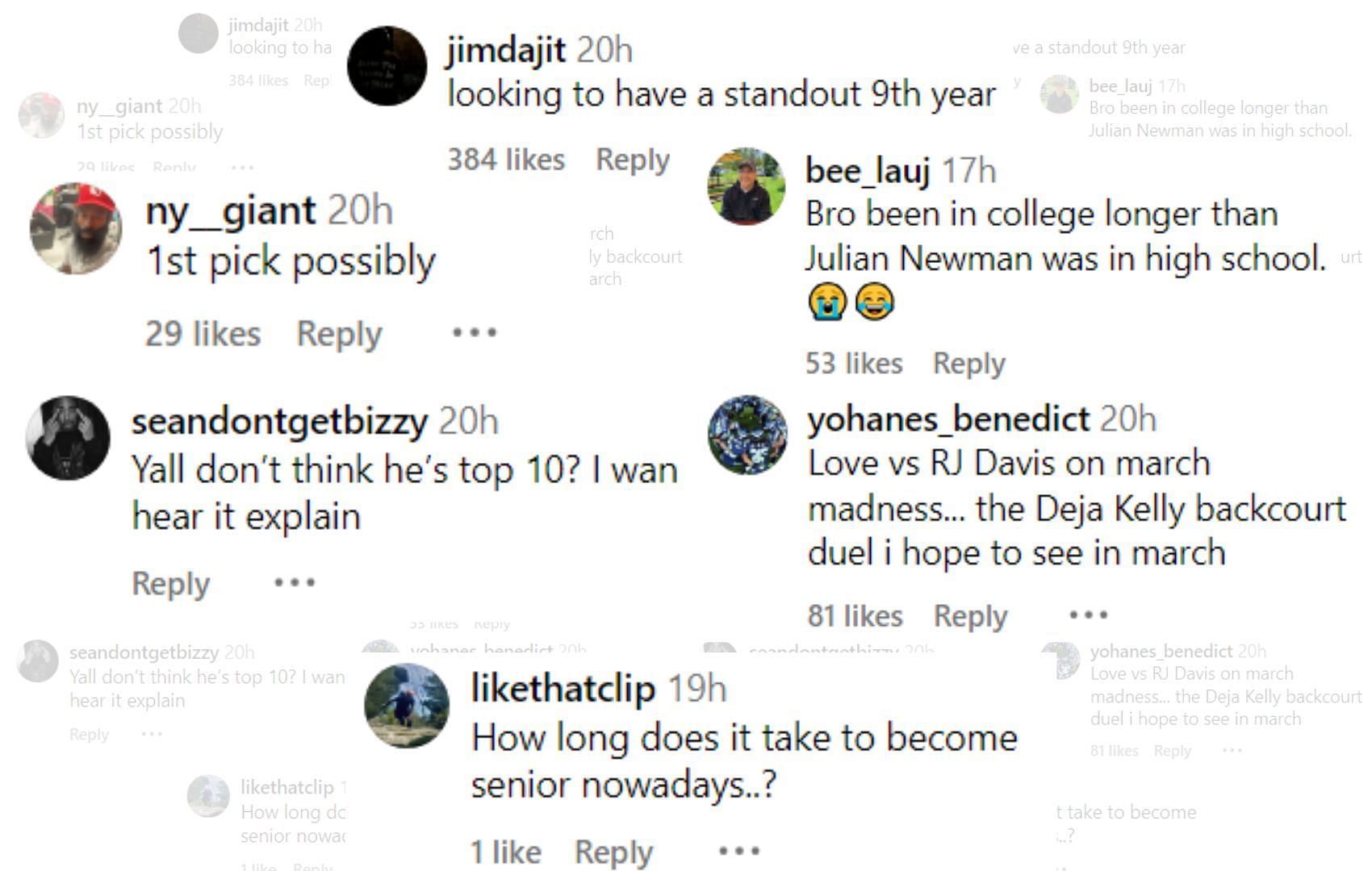 Fans&#039; comments on Caleb Love&#039;s final year with Arizona Wildcats