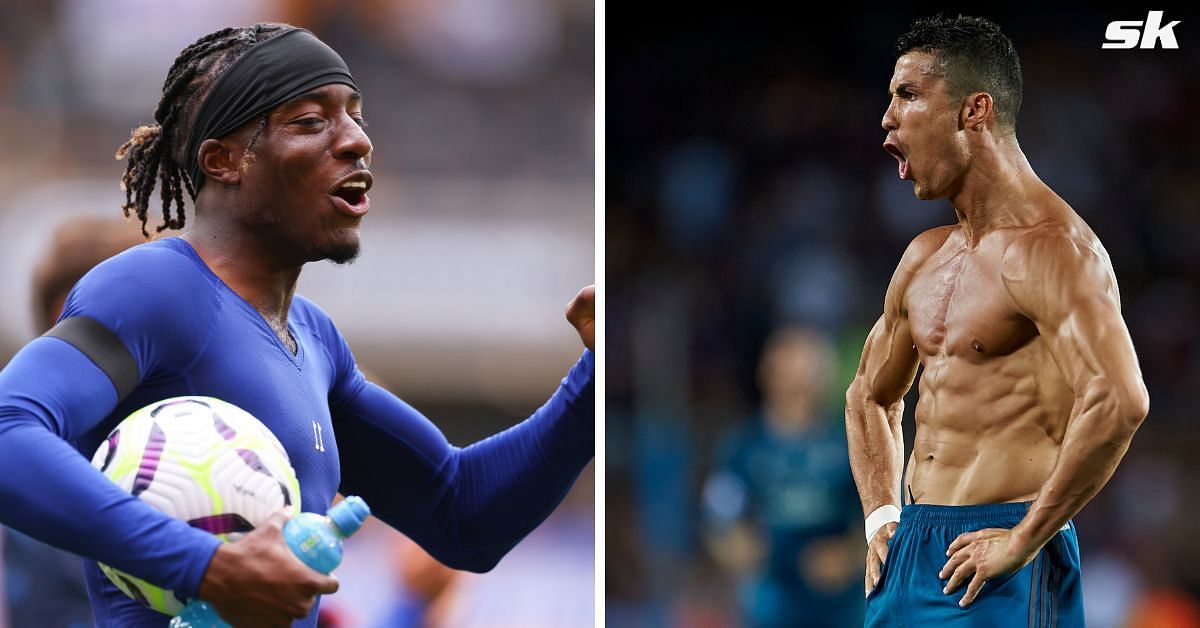 Noni Madueke (left) and Cristiano Ronaldo