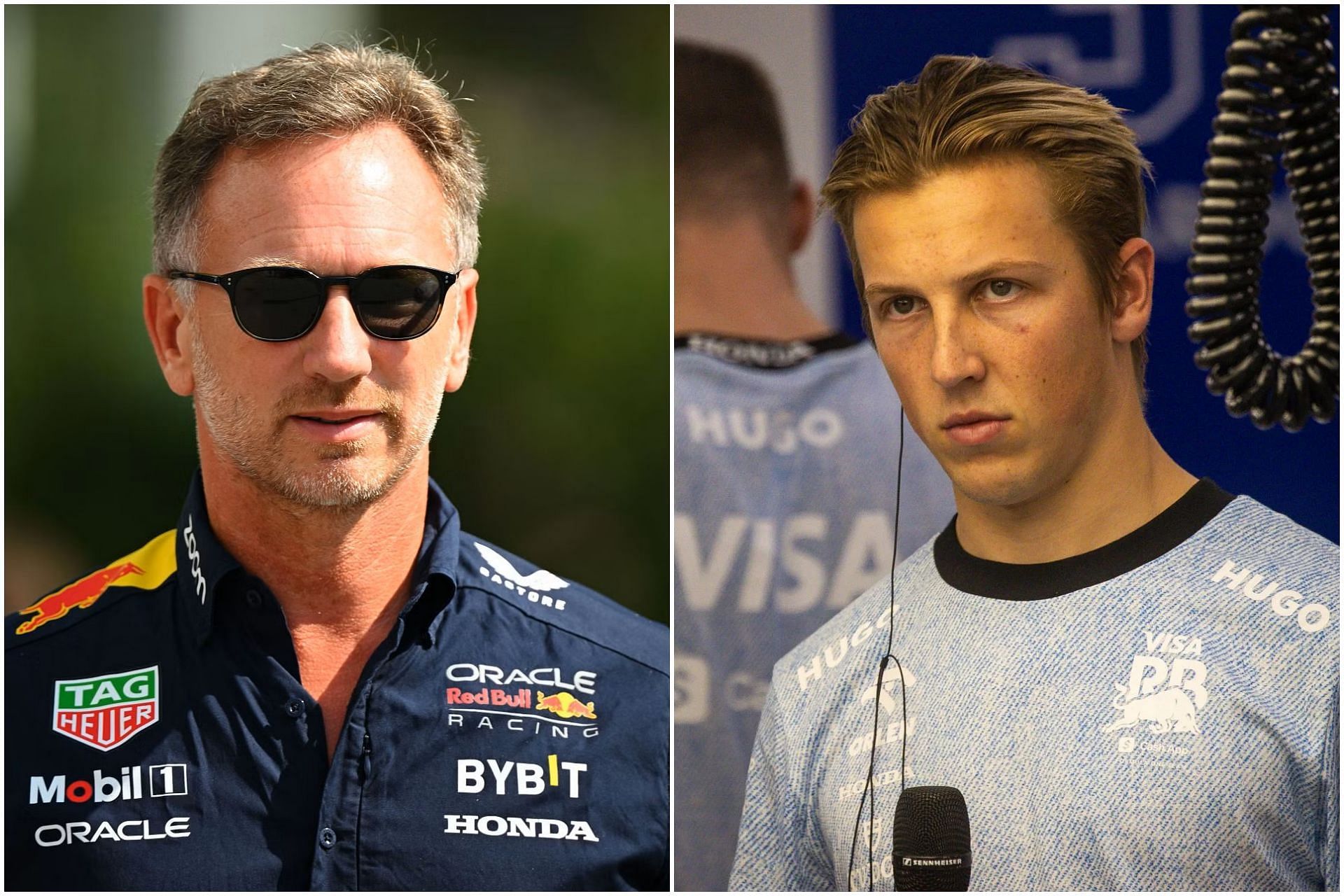 Christian Horner (L) and Liam Lawson (R) (Images via Getty)