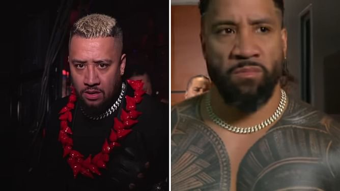 Solo Sikoa reacts after Jey Uso loses his Intercontinental Championship on WWE RAW