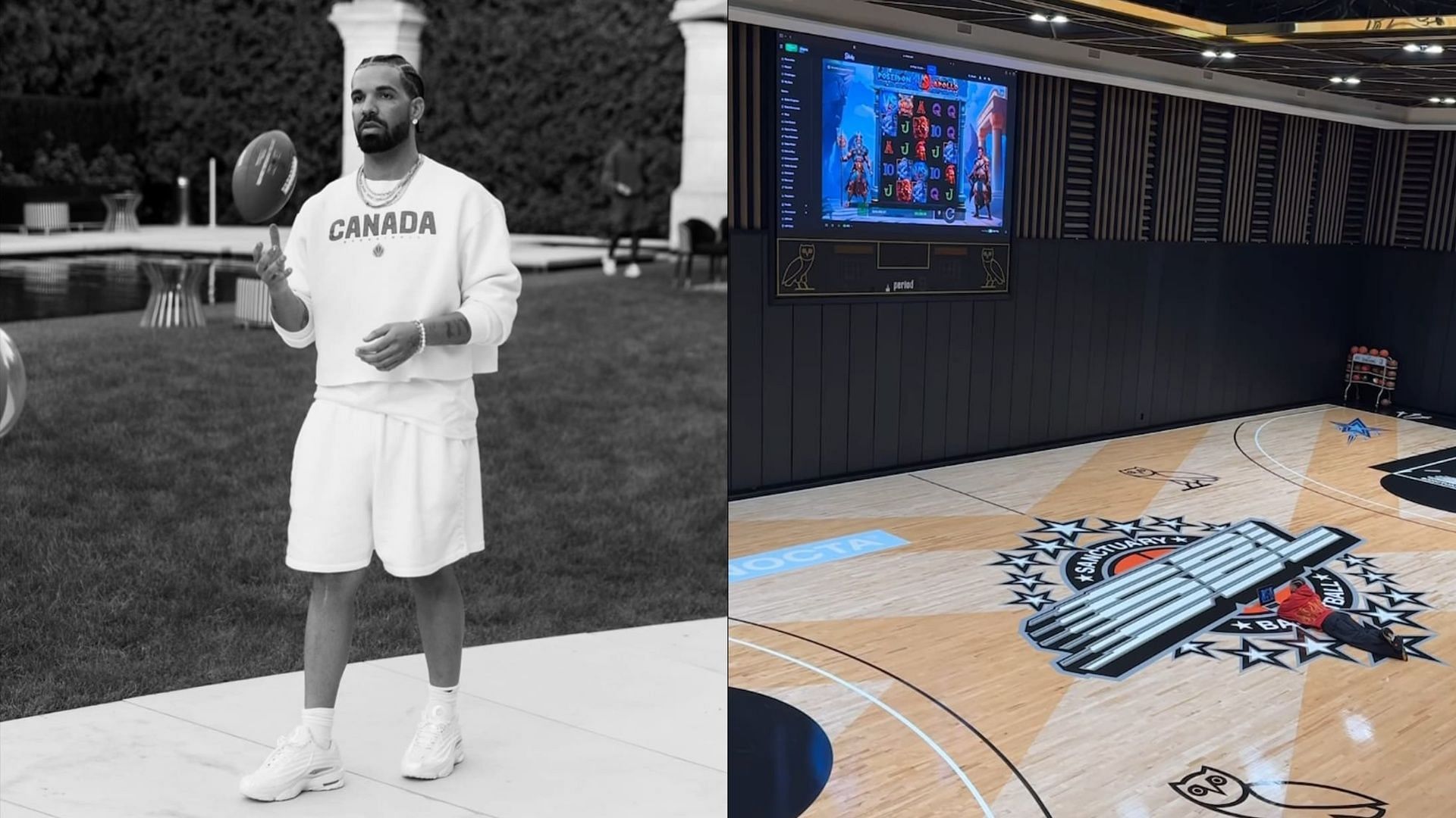 Fans react to Drake playing slots on his NBA-sized court (Photo credits: Drake