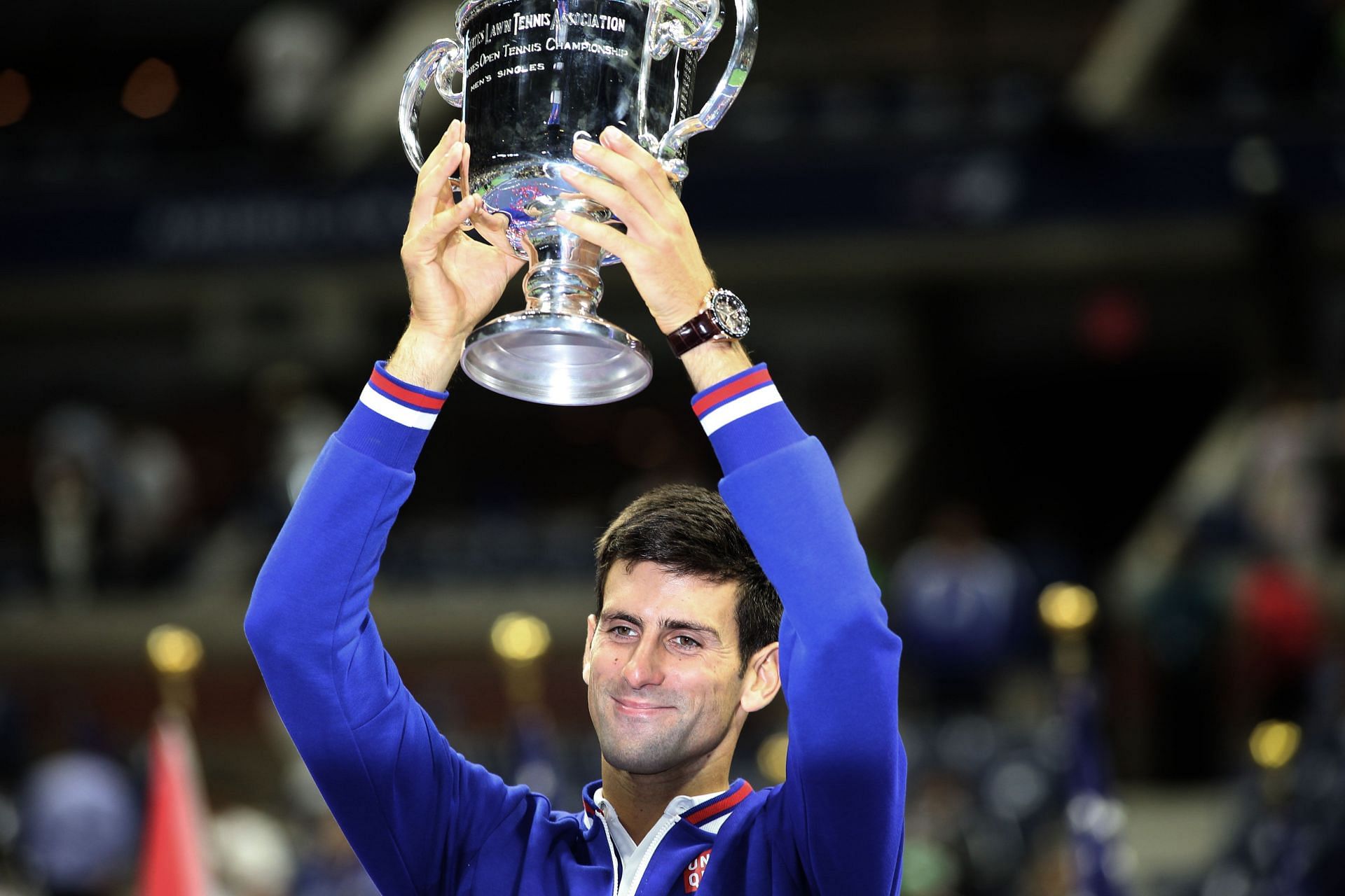 Novak Djokovic with the 2015 US Open trophy. (Source: Getty)