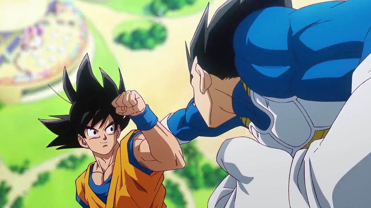 Goku and Vegeta sparring (Image via Toei Animation).