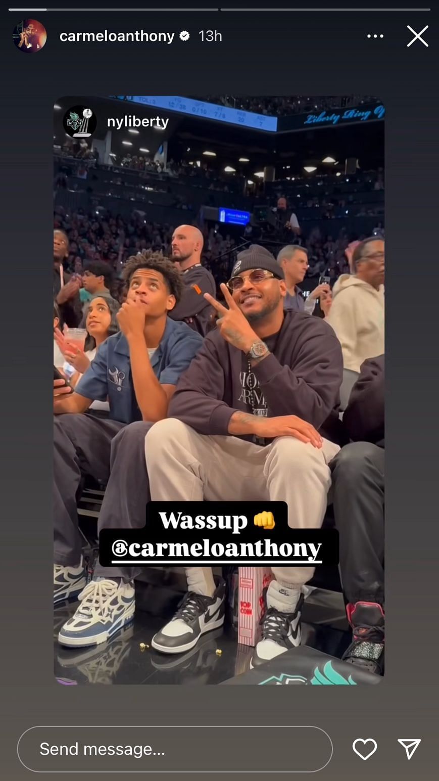 Carmelo Anthony and his son Kiyan spotted at the WNBA final