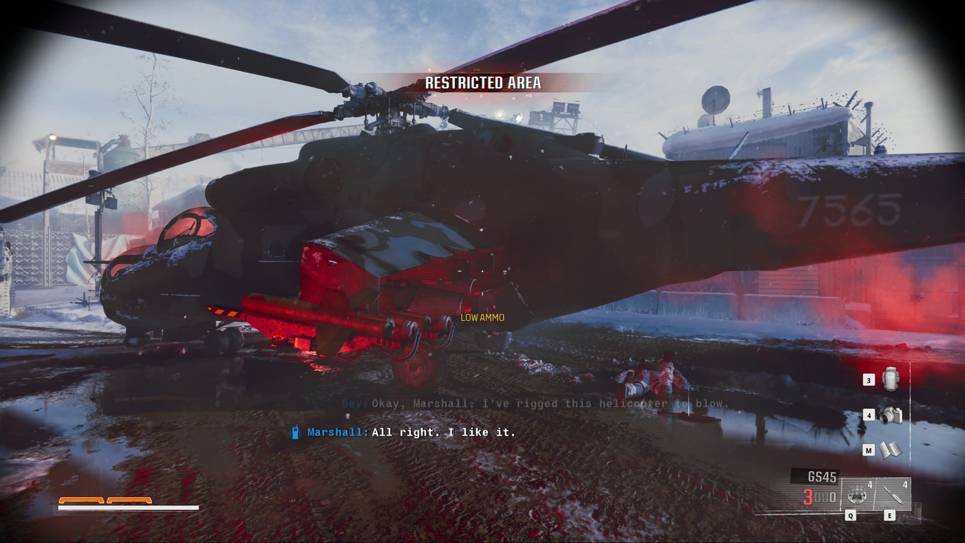 Planting explosives on the helicopter (Image via Activision)