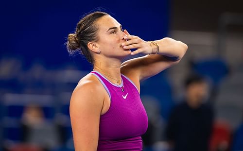 Sabalenka celebrates her win at the 2024 Wuhan Open - Day 6 - Source: Getty