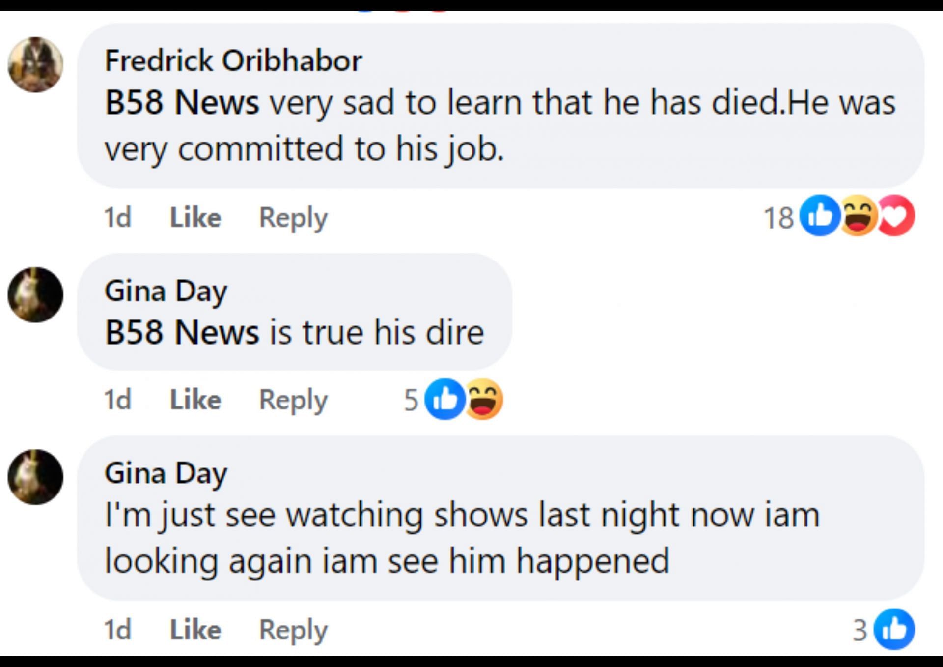 Netizens react to the supposed death of the reality show judge (Image via Facebook)