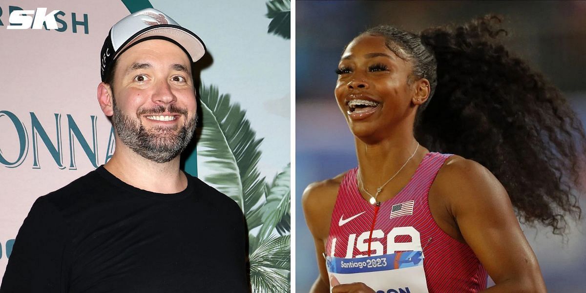 Serena Williams husband Alexis Ohanian hypes up Alaysha Johnson. PHOTO: Both from Getty Images