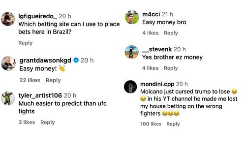 Fans react to Renato Moicano betting on Donald Trump to win elections. [Image courtesy: @renato_moicano_ufc via Instagram]