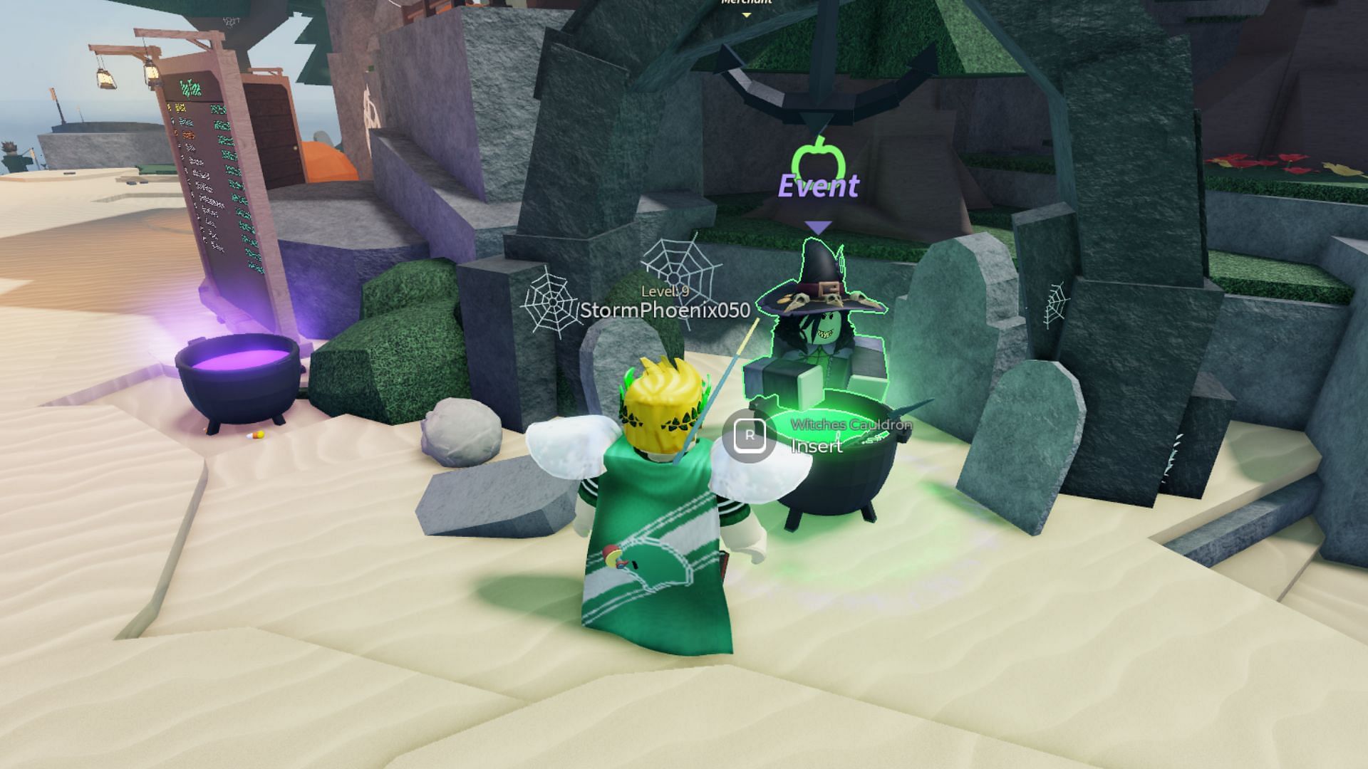 Bring back the ingredients to the witch to get the rod (Image via Roblox)