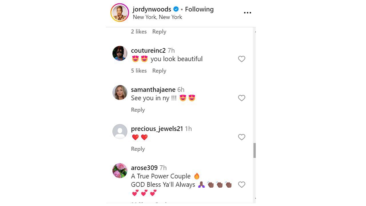 Jeanine Robel, Anthony Edwards&#039; girlfriend, reacts to Jordyn Woods&#039; IG photos. [photo: @jordynwoods/IG]