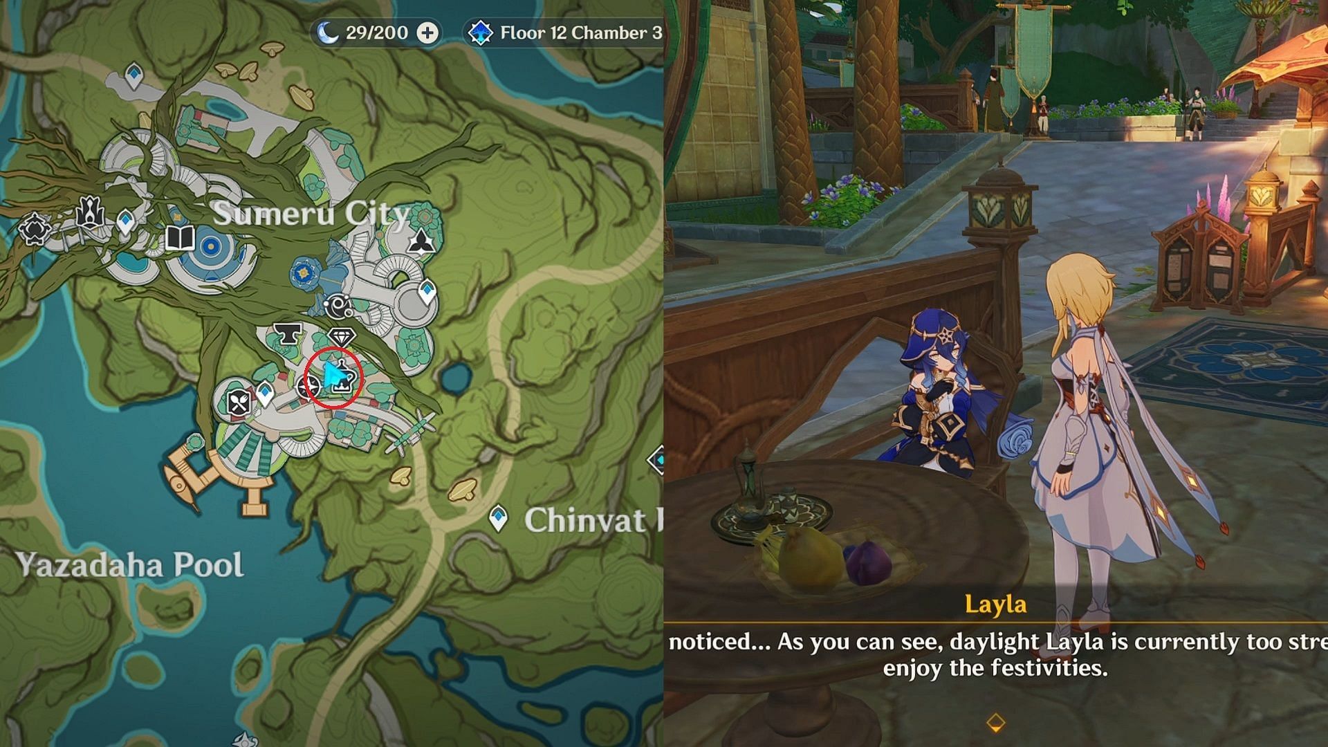 Layla&#039;s location (Image via HoYoverse)