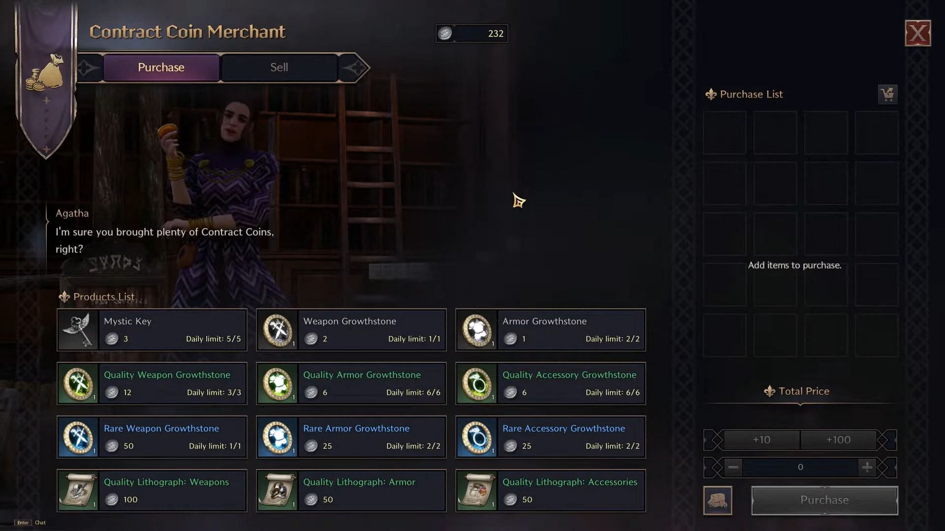 Buy the necessary items from the Coin Merchant (Image via NCSOFT|| YouTube/The Bloody Point)