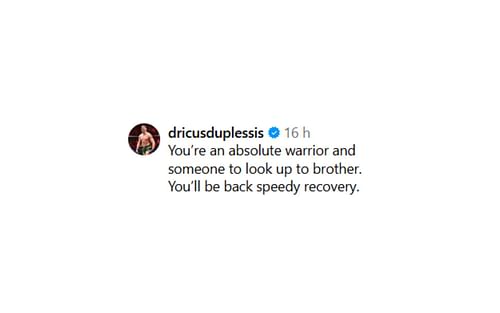 Dricus du Plessis offers encouraging words to Robert Whittaker after loss at UFC 308. [Images courtesy: @robwhittakermma on Instagram]