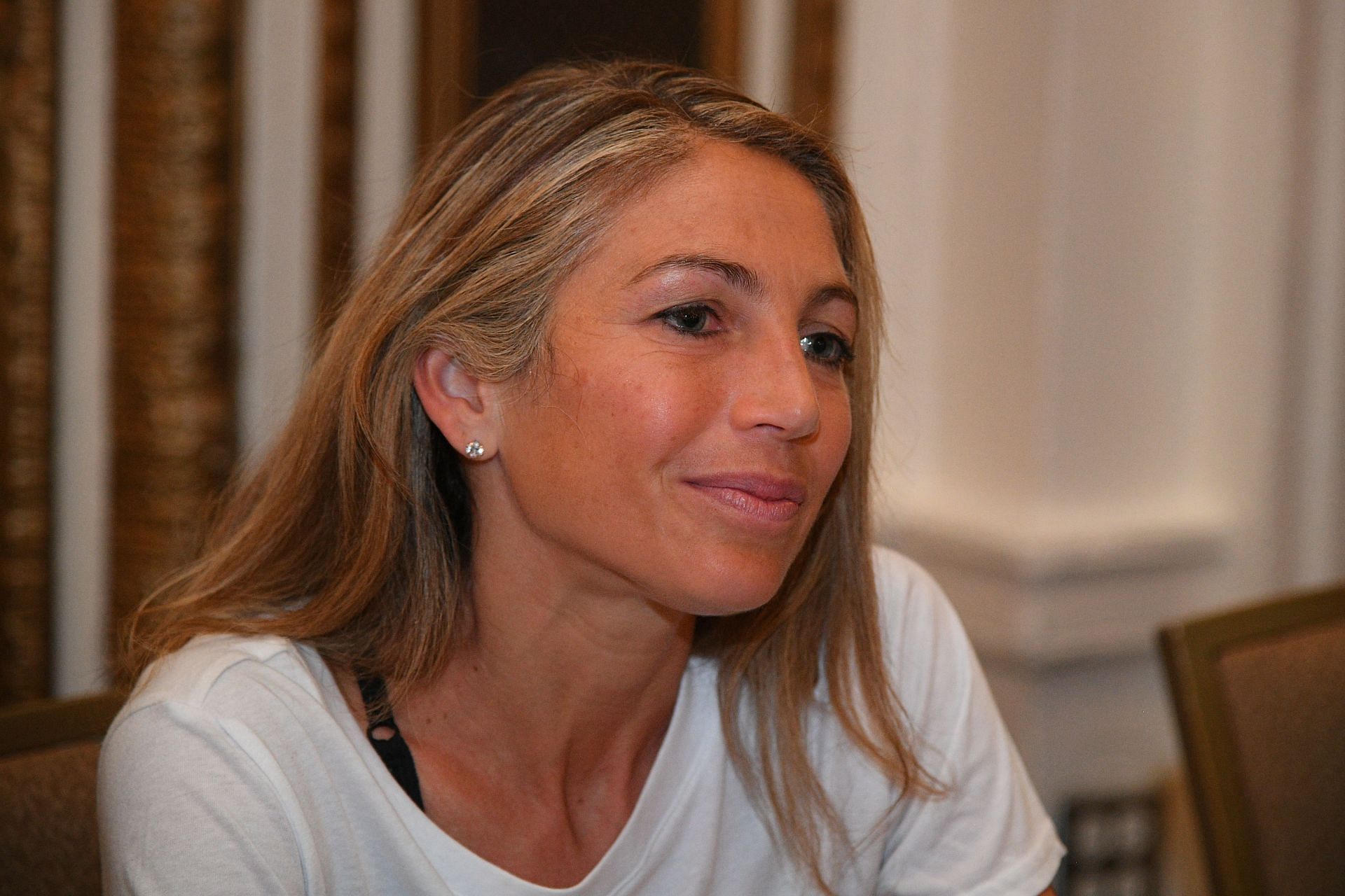 Sara Hall at the Boston Marathon - John Hancock Professional Athlete Press Conference (Source: Getty)