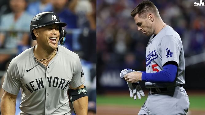 WATCH: Freddie Freeman watches in disbelief as Giancarlo Stanton's two-run moonshot gives Yankees lead against Dodgers in WS Game 1