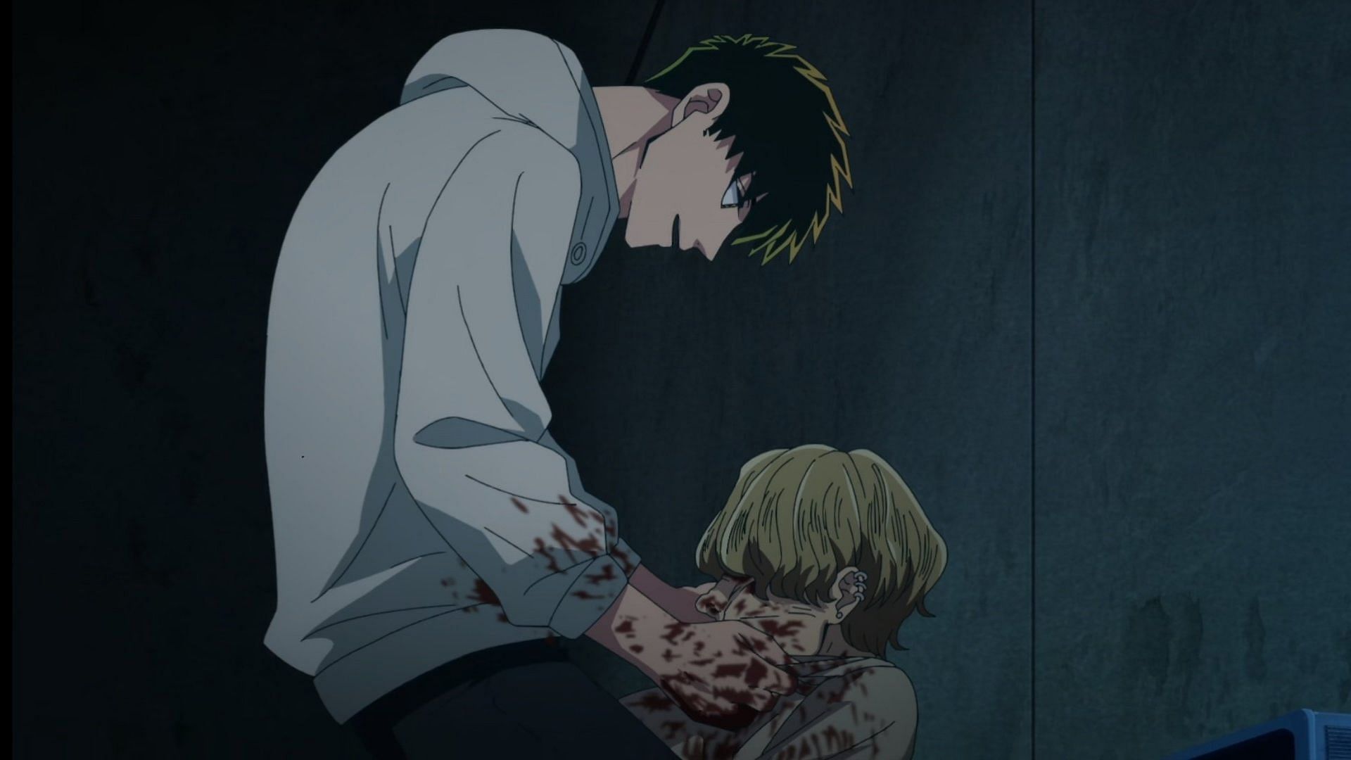 Kirishima&#039;s violent side as shown in Yakuza Fianc&eacute; episode 1 (Image via Studio Deen)