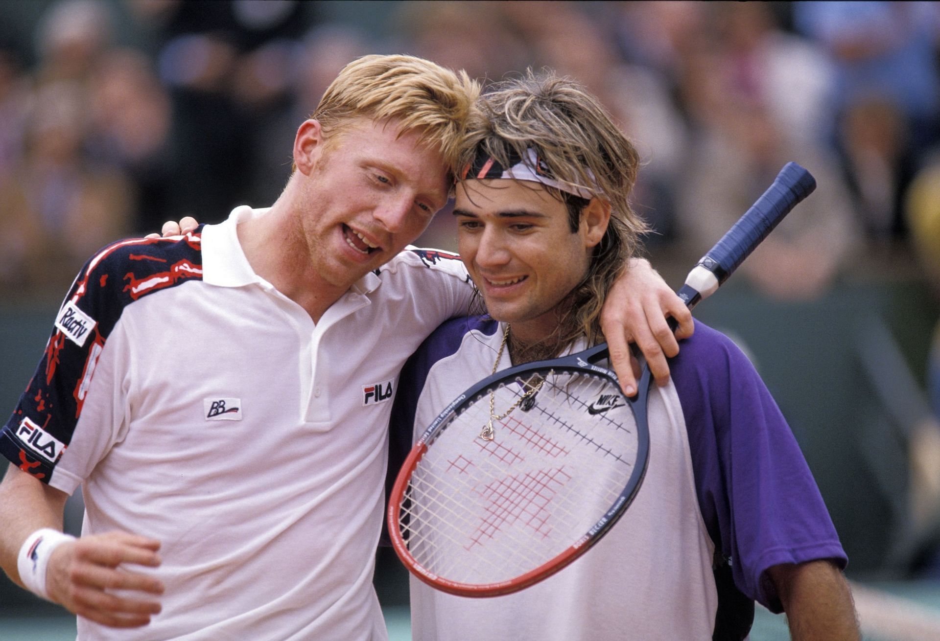 Boris Becker (left) and Andre Agassi (Source: Getty)