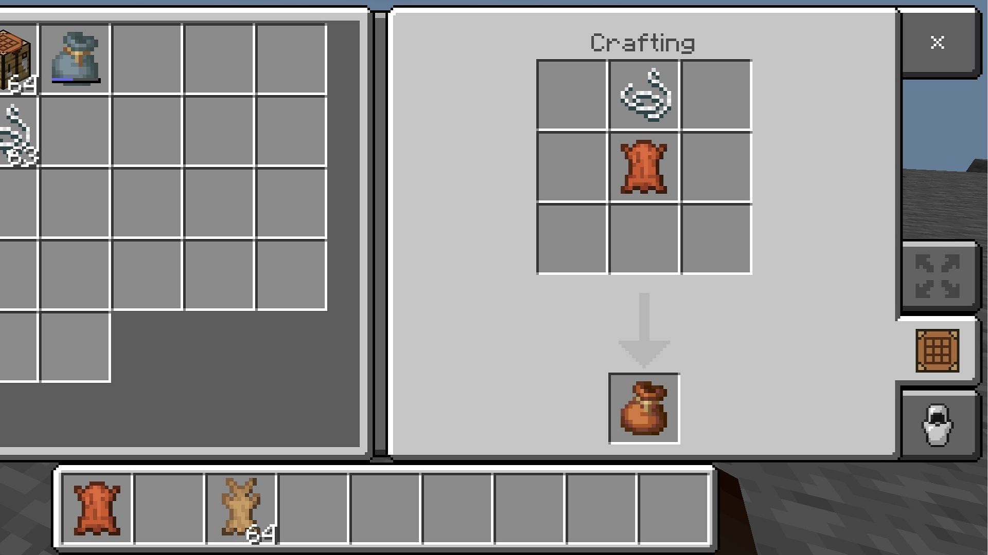 Leather and strings are needed to make bundles (Image via Mojang Studios)