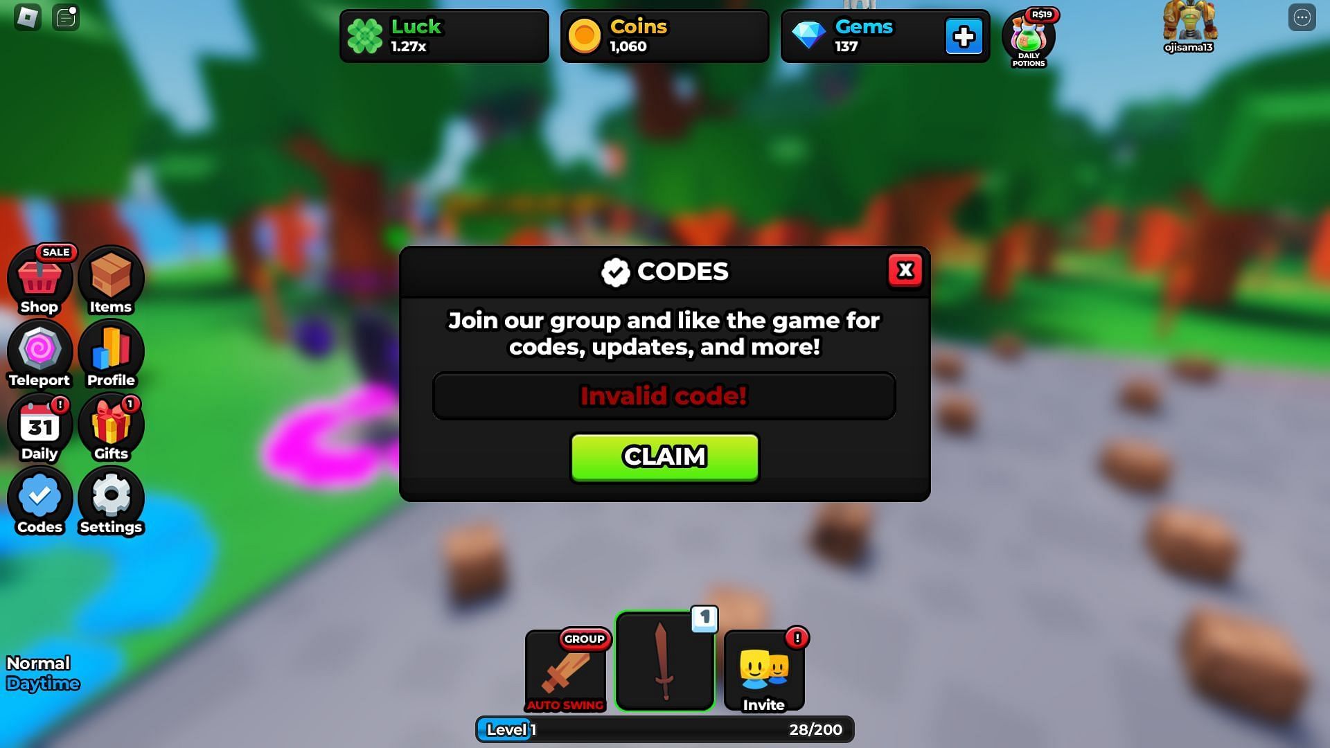 Avoid typos while entering codes (Image via Roblox)