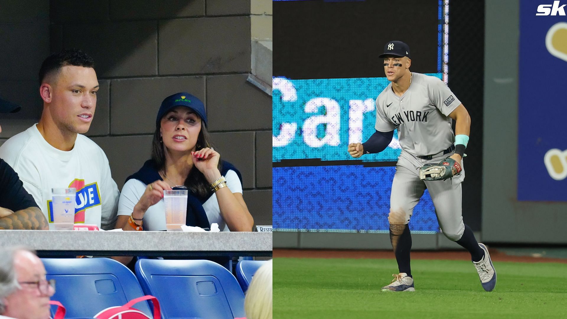 Aaron Judge and Samantha Bracksieck are seen at the 2023 US Open Tennis Championships (Source: Getty)