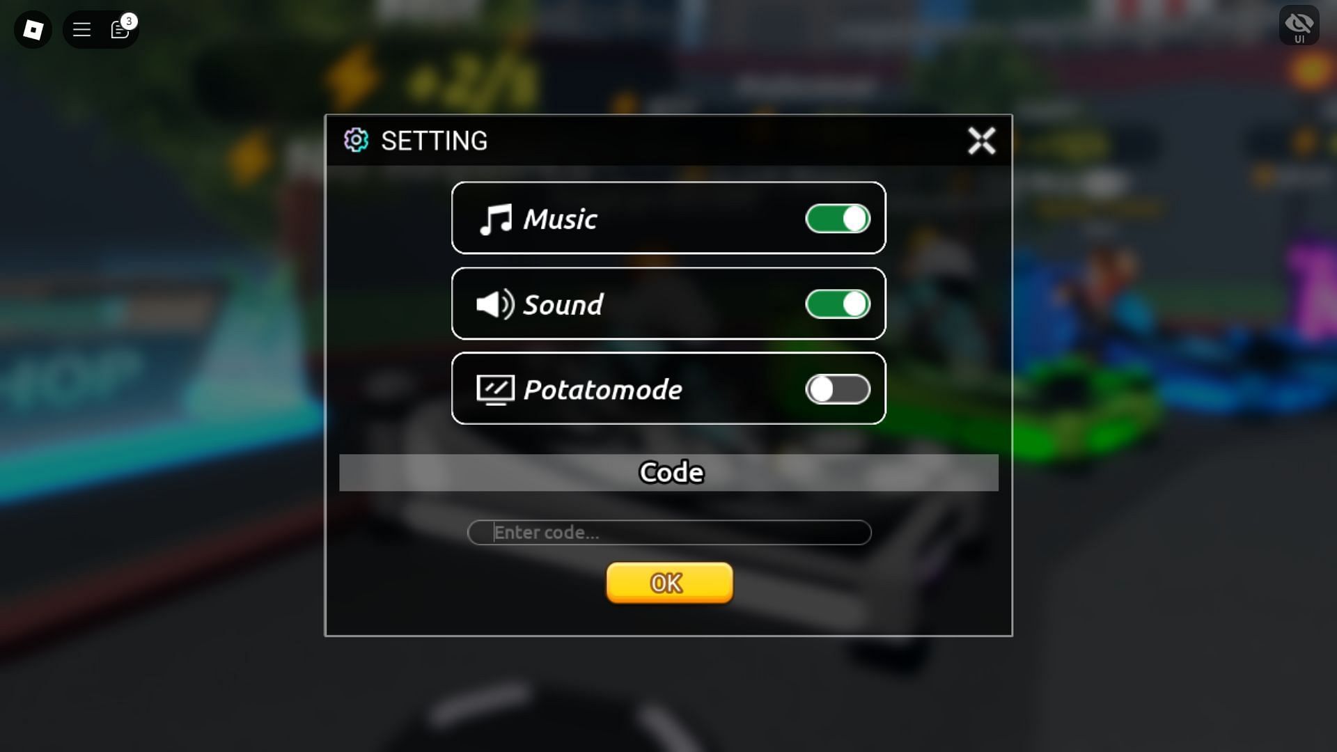 Redeem codes to get free rewards (Image via Roblox)