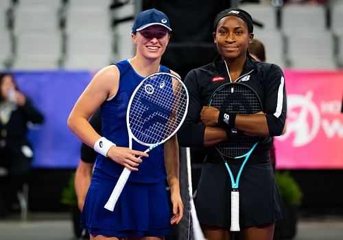 Iga Swiatek and Coco Gauff at the WTA Finals 2023. (Photo: Getty)