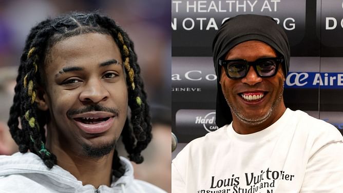 PHOTO: Ja Morant shares soccer legend Ronaldinho debuting his unreleased 'Ja 2' shoe colorway during NBA Abu Dhabi game