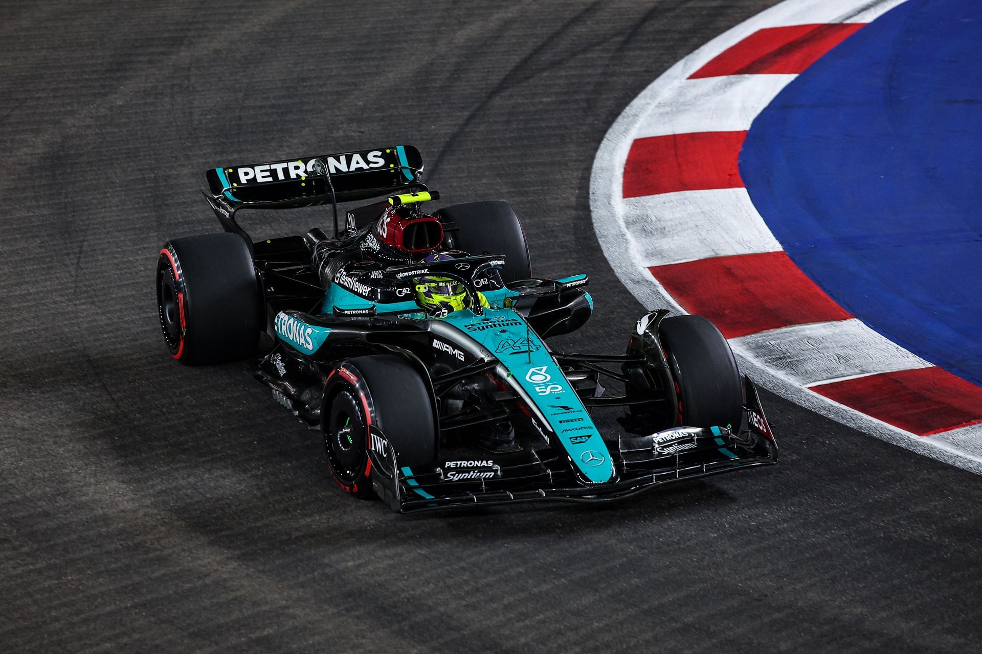 Lewis Hamilton of the Mercedes AMG F1 Team W15 at the F1 Grand Prix Of Singapore - Source: Getty Images