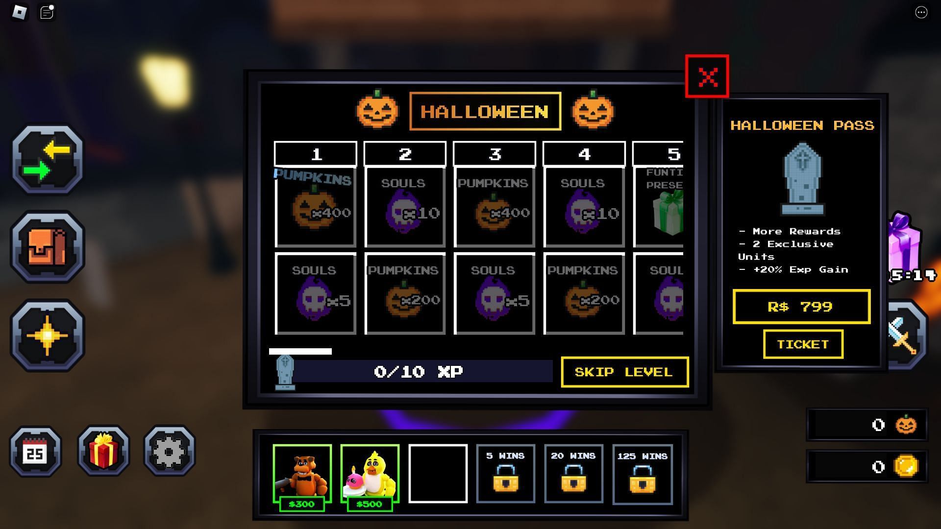 List of all the rewards in the Halloween Pass (Image via Roblox)