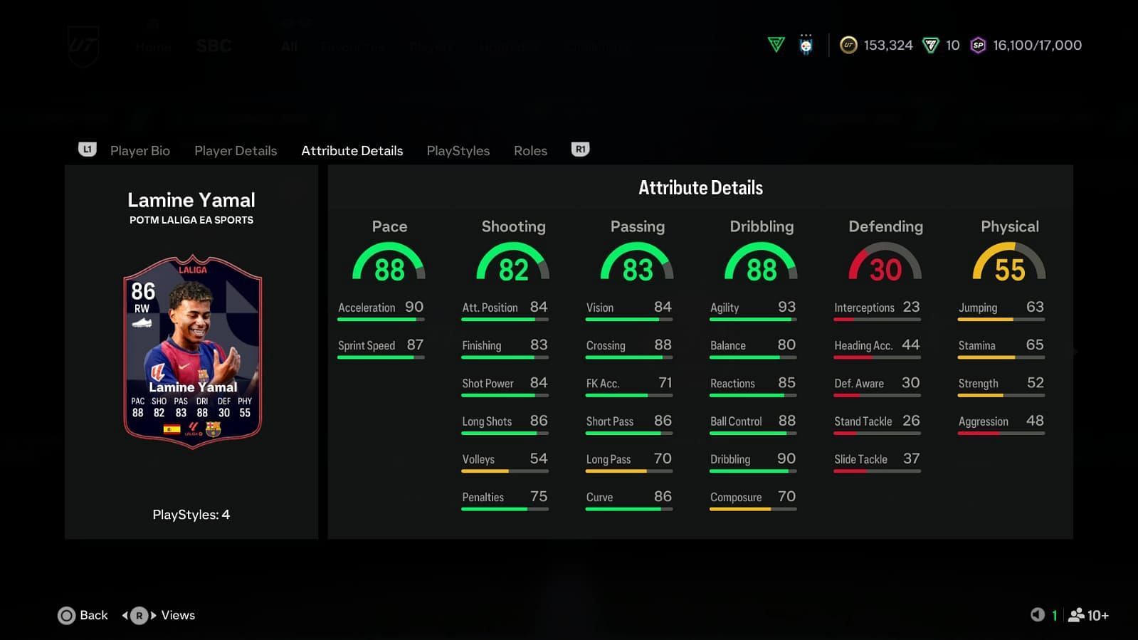 The card has amazing stats (Image via EA Sports)