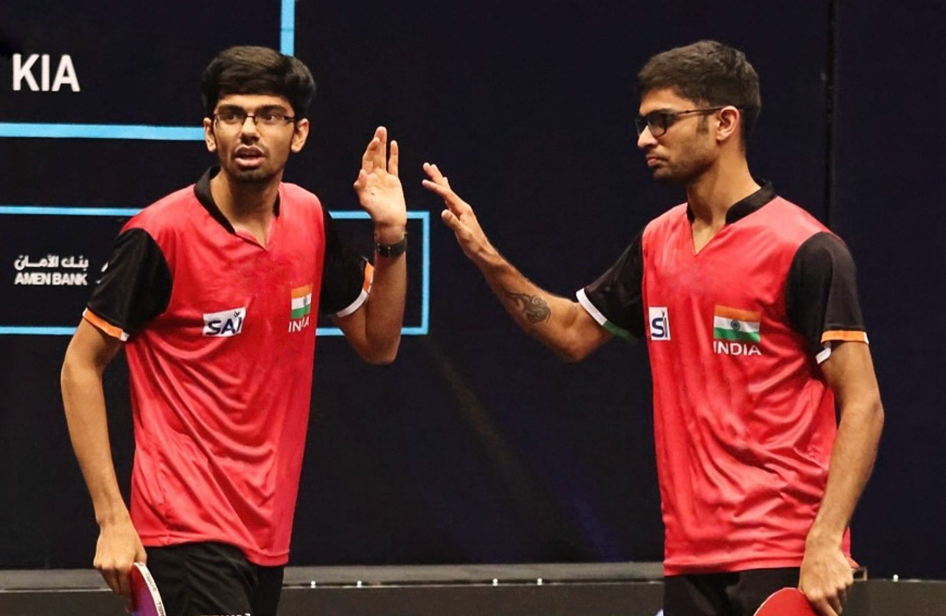 Manav Thakkar and Manush Shah storm into the quarter-final. (Image via Ultimate Table Tennis/Instagram)