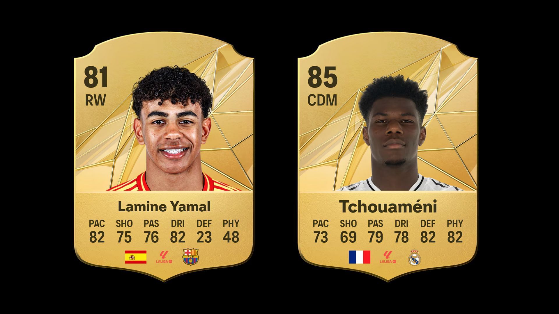 Yamal and Tchouameni's cards (Images via EA Sports)