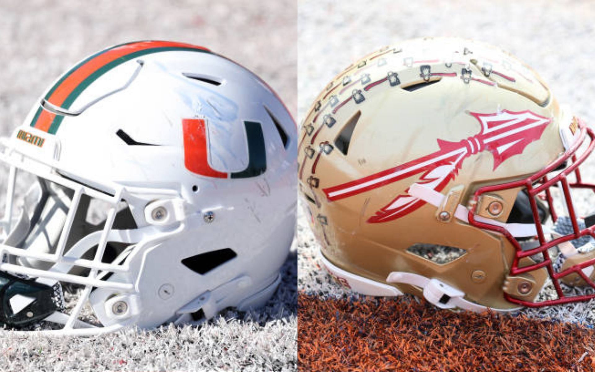 Miami (FL) Hurricanes (left); Florida State Seminoles (right)