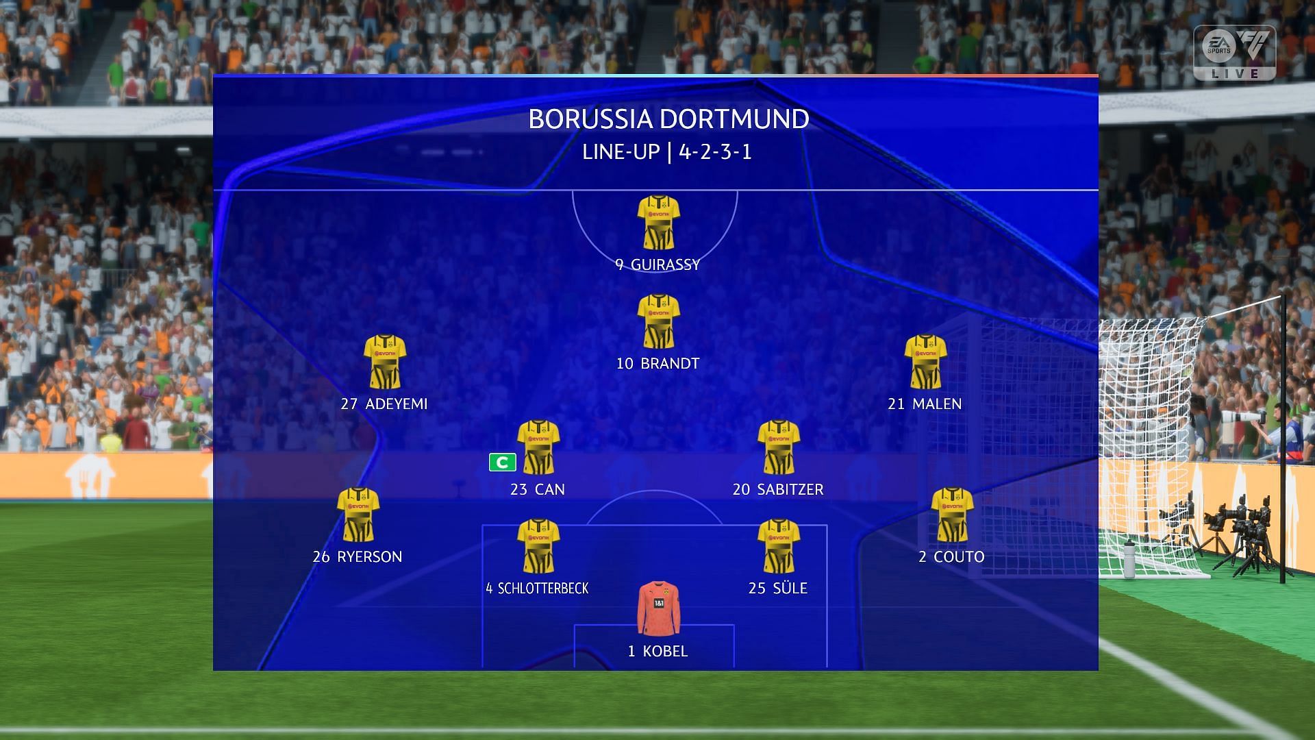 Dortmund Lineup (Image via EA)