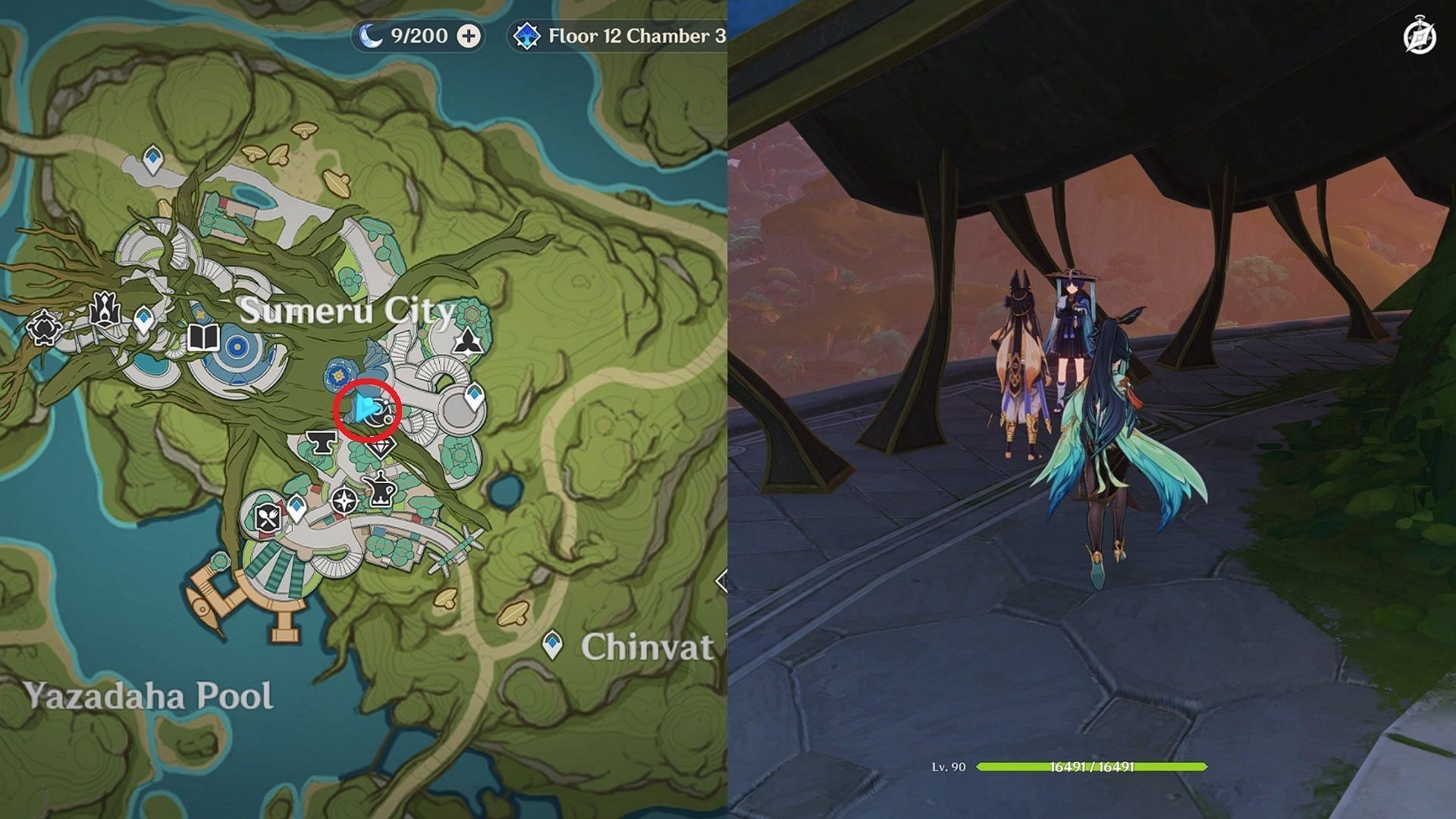 Cyno and Wanderer&#039;s location (Image via HoYoverse)