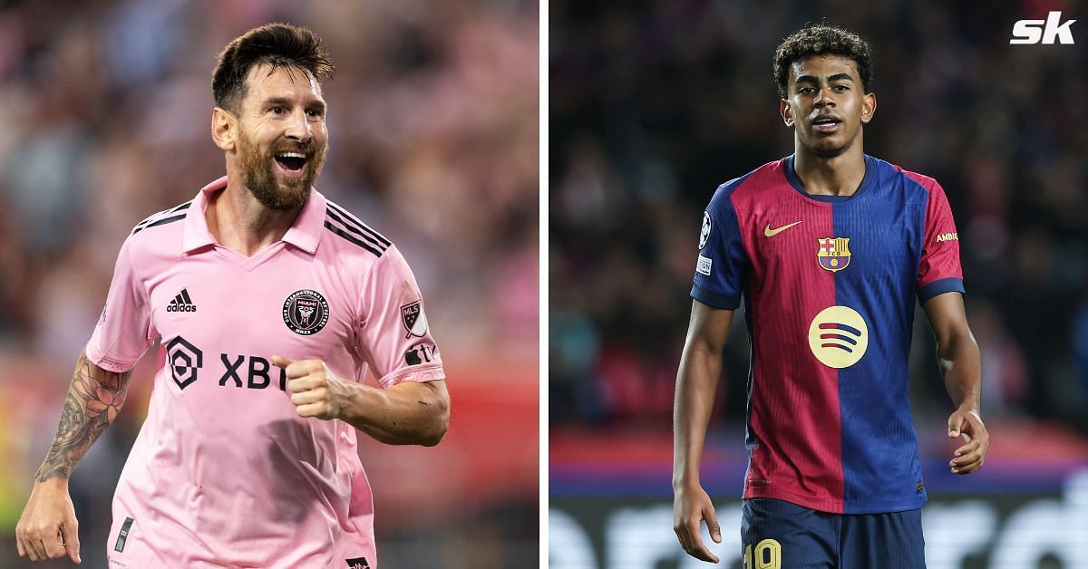 Lionel Messi (left) and Lamine Yamal (right) (both images via Getty)
