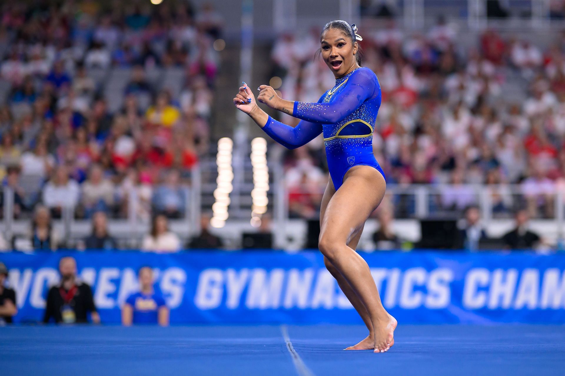 Jordan Chiles at the 2023 NCAA Division I Women&#039;s Gymnastics Championships (Image Source- Getty)