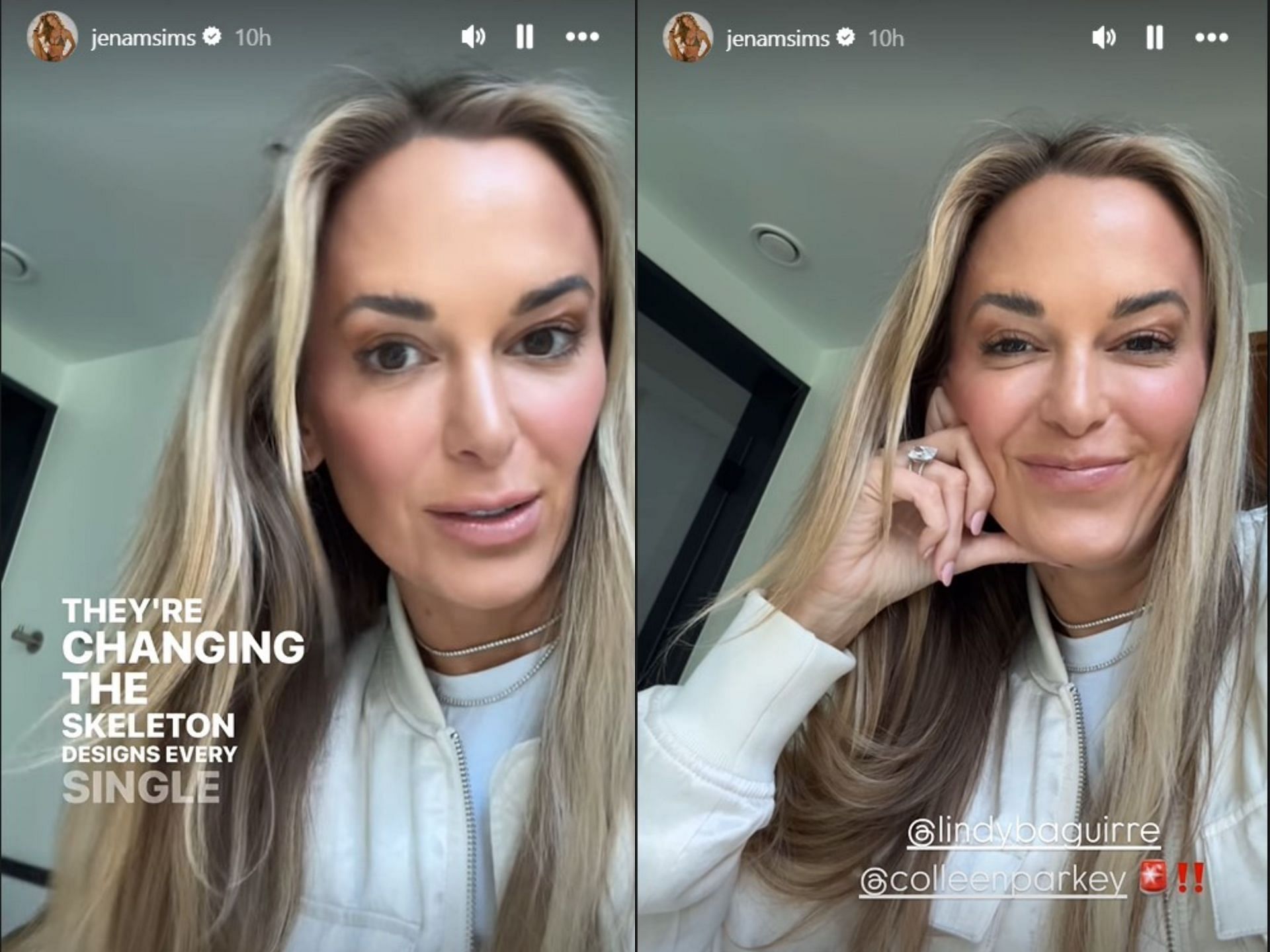 Jena Sims shares the 'skeleton' update (Image via Instagrem@jenamsims)