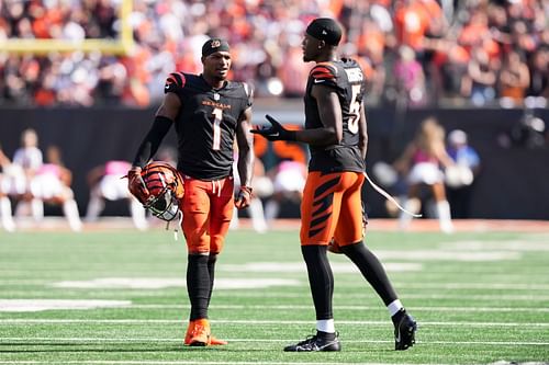 Ja'Marr Chase, left, Tee Higgins, right during Baltimore Ravens v Cincinnati Bengals - Source: Getty