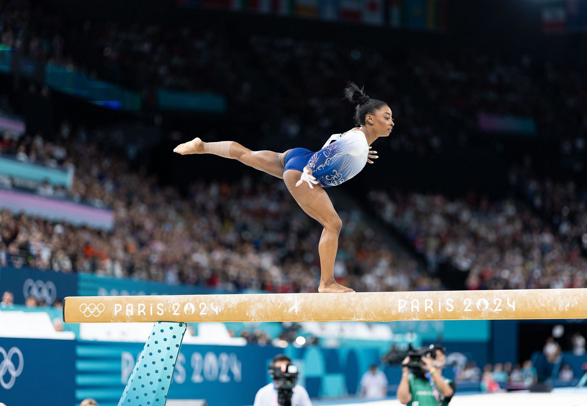 Simone Biles on the balance beam at the Artistic Gymnastics - Olympic Games Paris 2024: Day 10 - Source: Getty