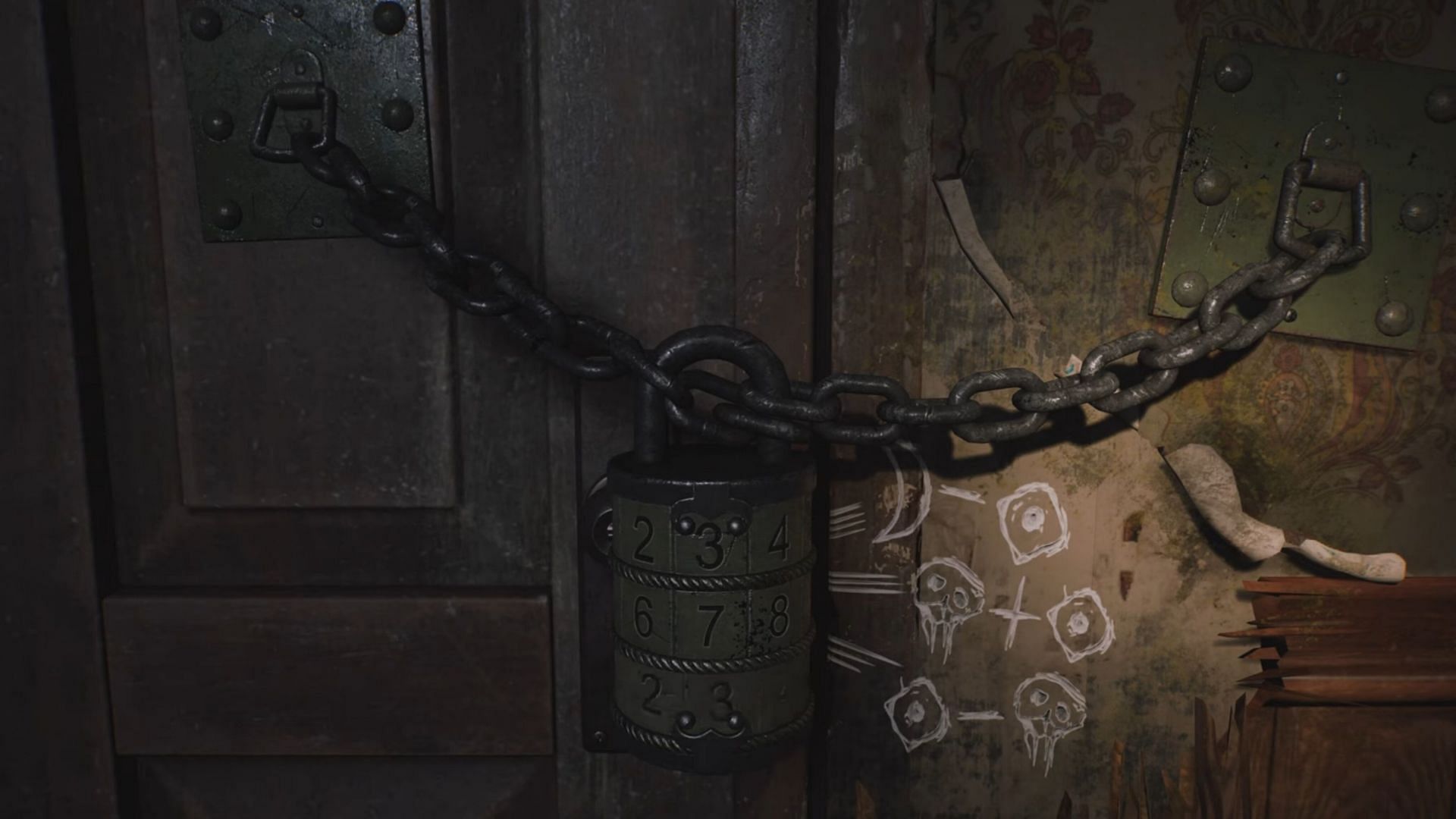 Solve the equation and enter the answers to unlock the door (Image via Konami)