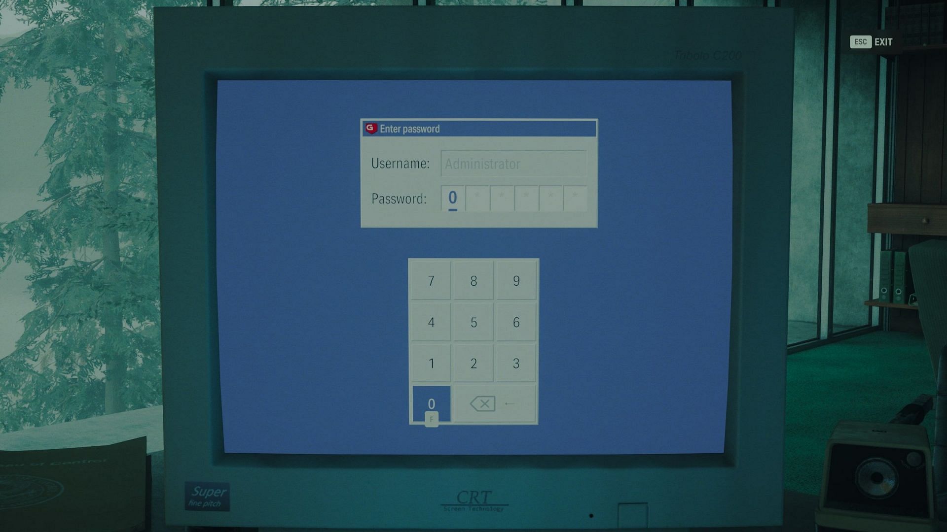 Computer password consists of two set of numbers: one remains the same while other changes every day (Image via Remedy Entertainment)