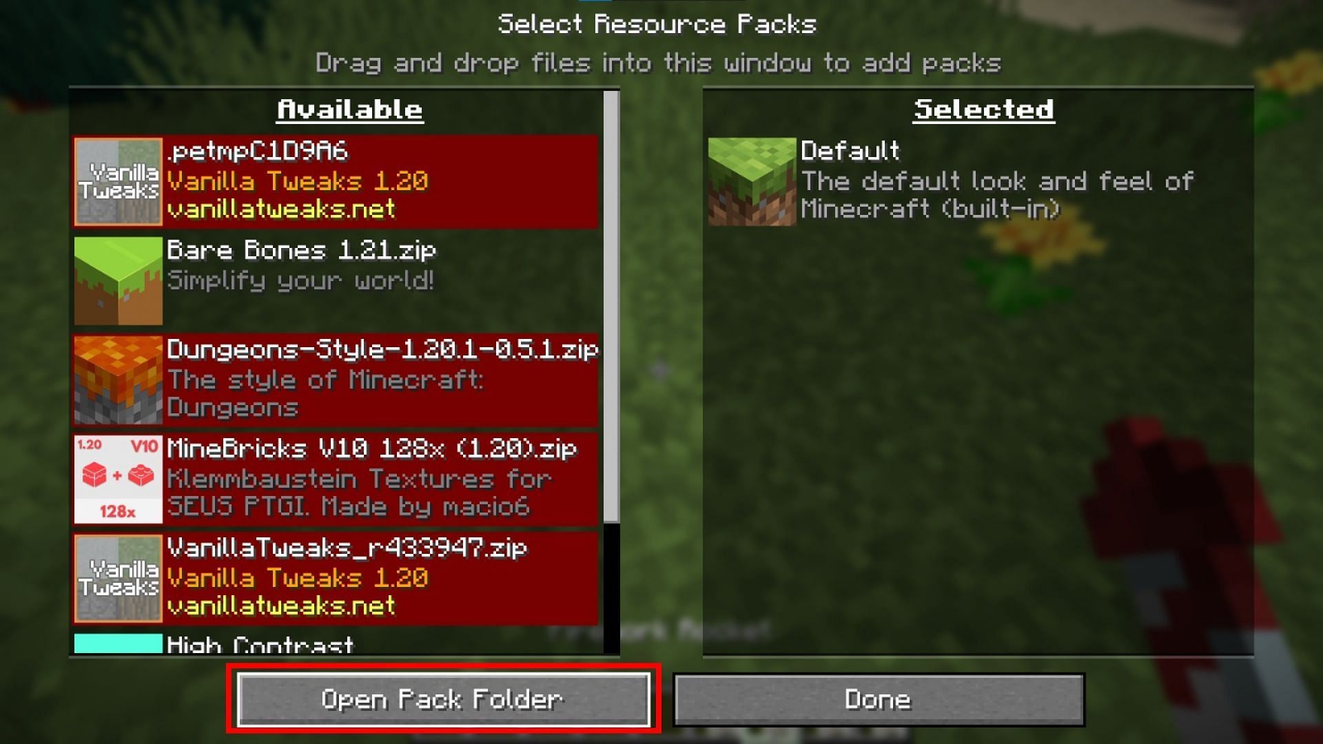 You will find all the resource packs here (Image via Mojang Studios)