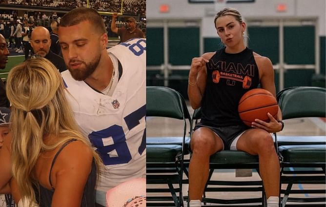 "Go Cowboys": Miami's Haley Cavinder supports her Cowboys TE BF Jake Ferguson from her house