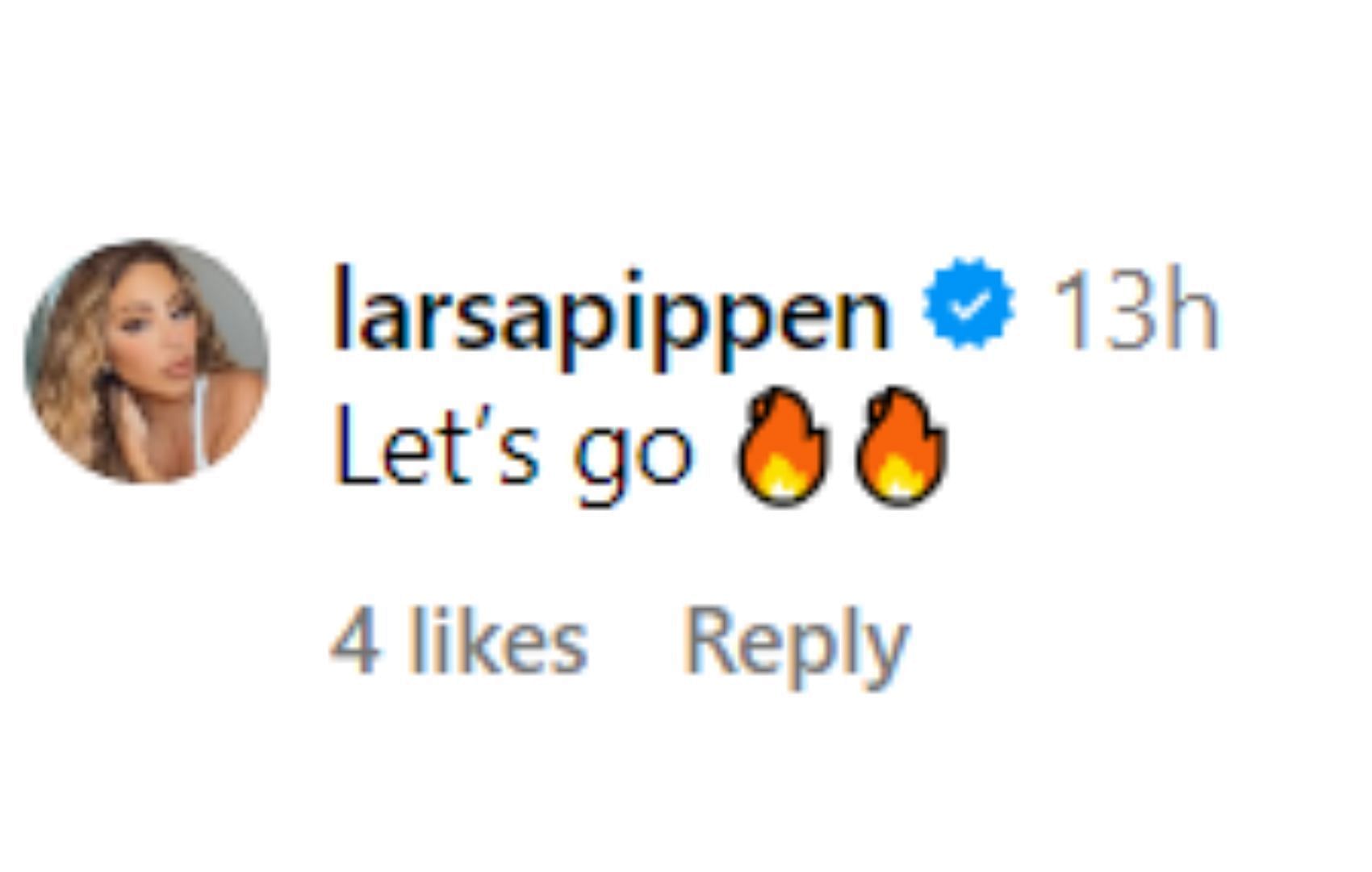 Larsa Pippen's comment on Justin's post