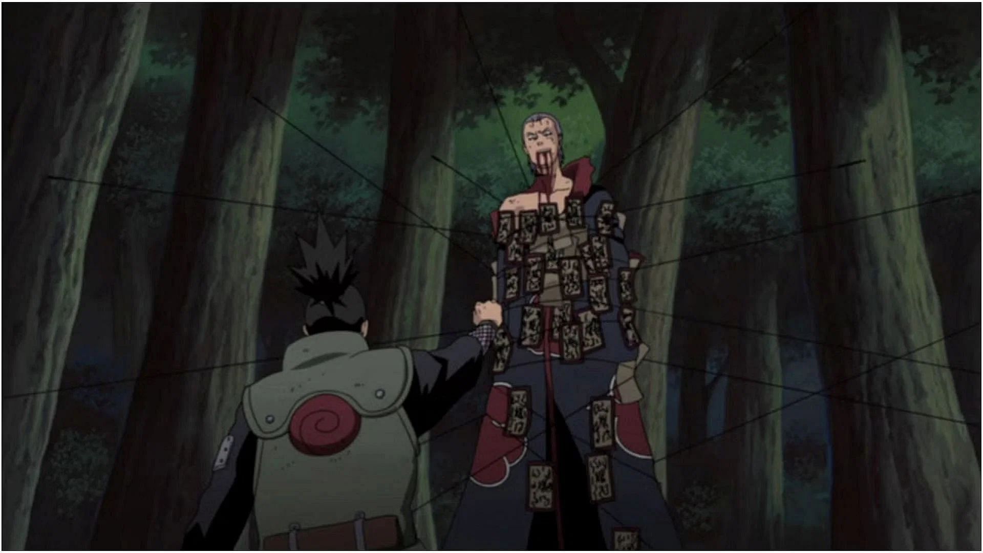 Shikamaru traps Hidan in Naruto: Shippuden (Image via Studio Pierrot)